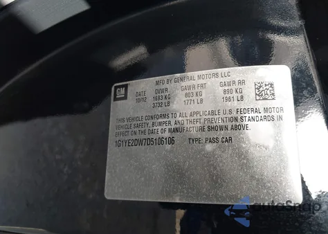 2013 Chevrolet Corvette z USA, uszkodzony, nr VIN 1G1YE2DW7D5106106